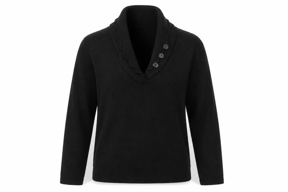 Front view of ME women’s black knit jumper, size S