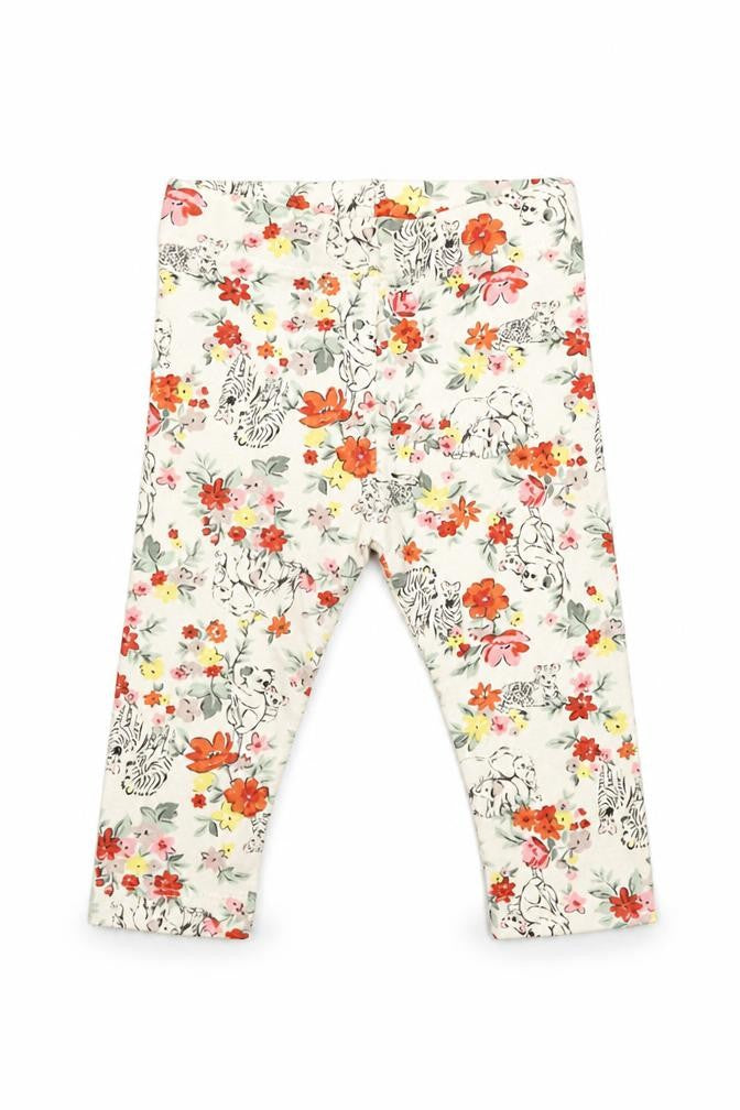 Nutmeg Baby Beige Floral  Capri Trousers Size 3-6 Months