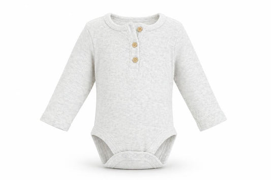 Front view of George Baby Grey Babygrow One-Piece, size 3-6, Months