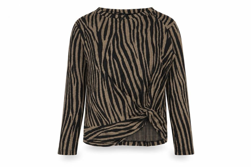 Front view of F&F women’s multicoloured striped basic t-shirt, size UK 10
