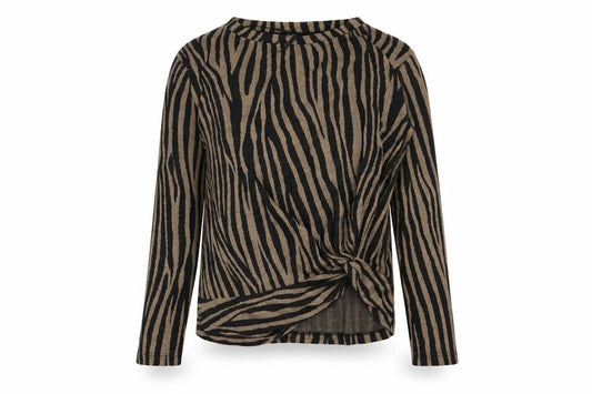 Front view of F&F women’s multicoloured striped basic t-shirt, size UK 10