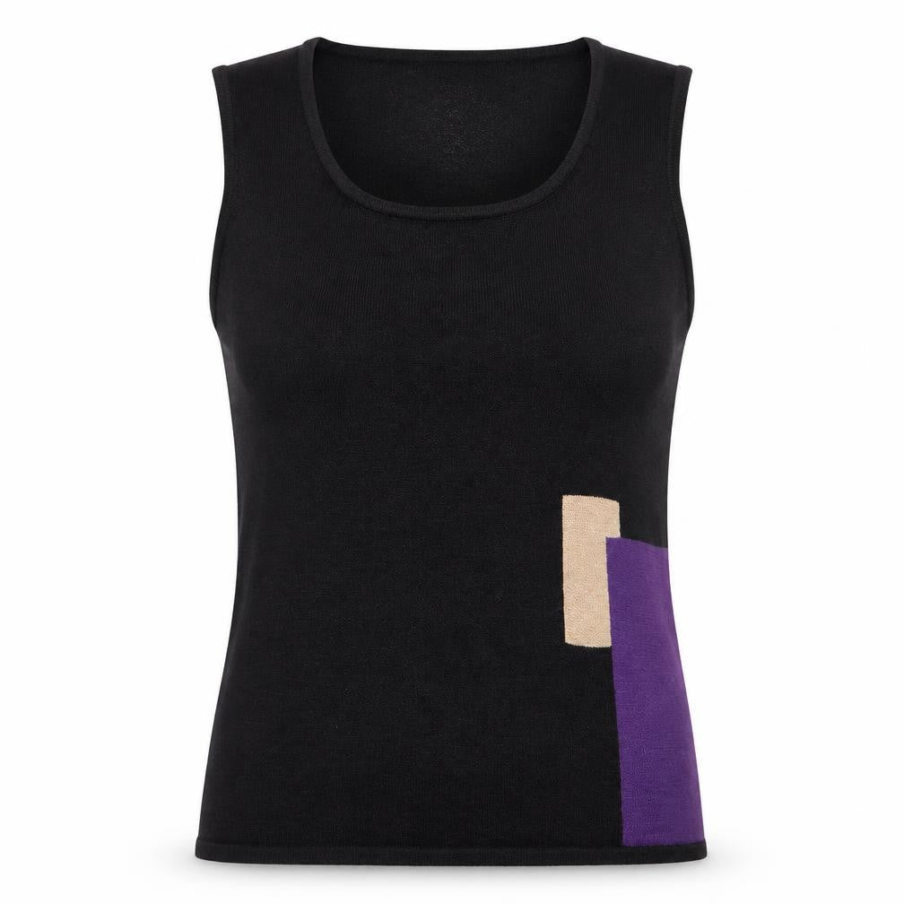Front view of Dorothy Perkins women’s black basic tank, size UK 14
