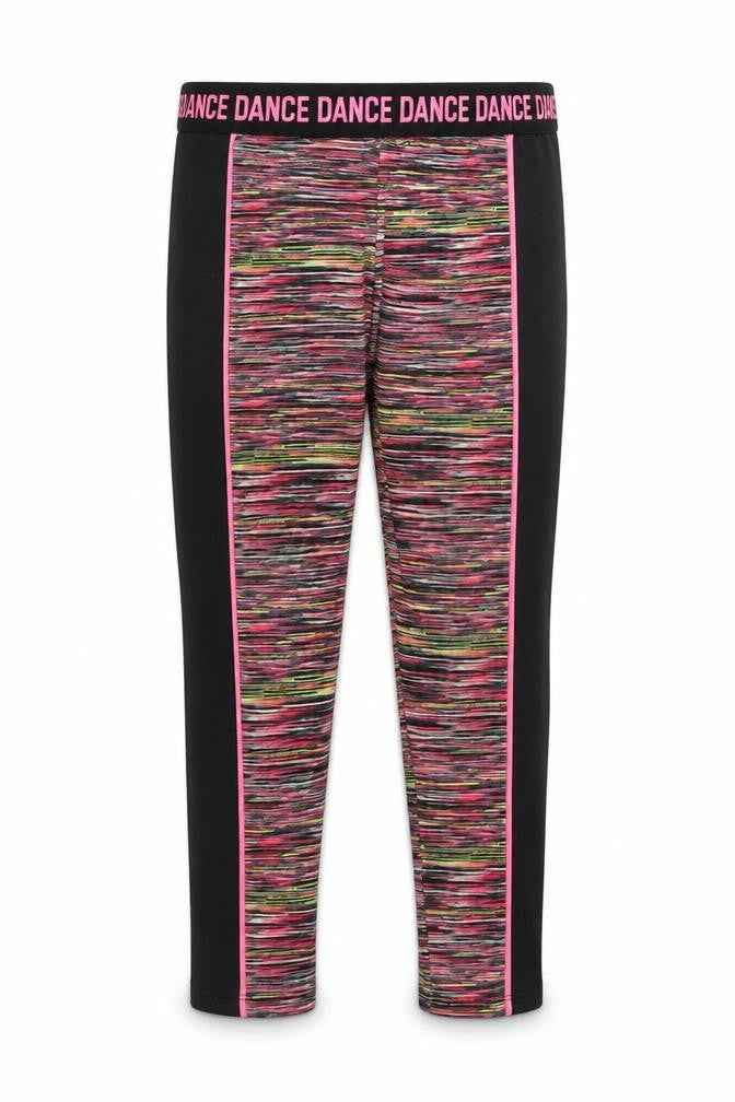 Front view of Tu girls’ multicoloured geometric jegging trousers, size 9, months