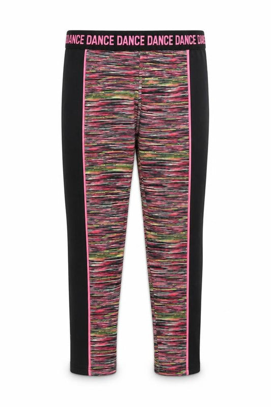 Front view of Tu girls’ multicoloured geometric jegging trousers, size 9, months