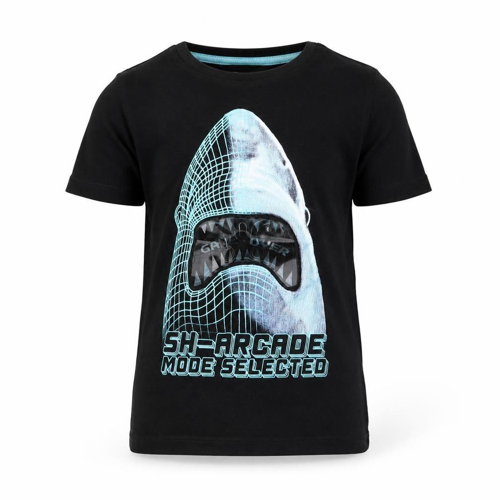 Front view of George boys’ black basic t-shirt, size 5-6, years