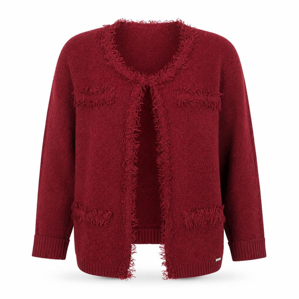 Front view of MCR women’s purple cardigan jumper, size M
