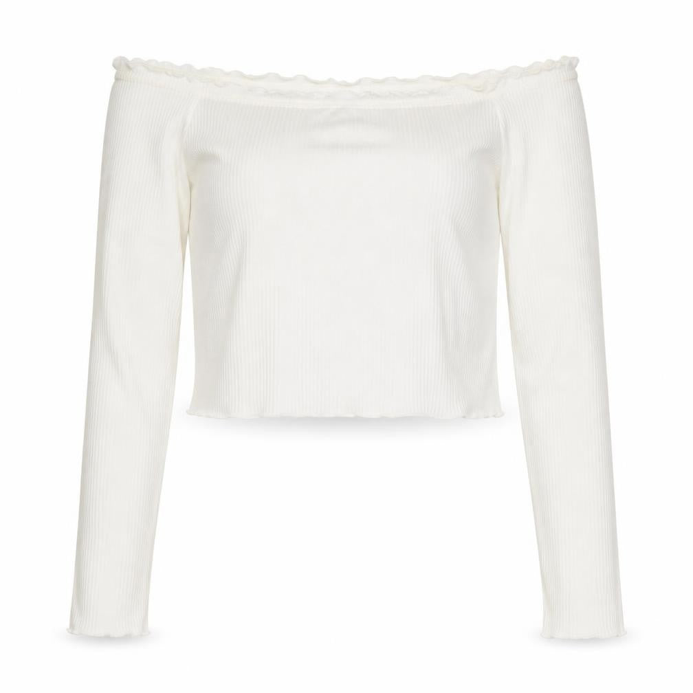 Front view of H&M women’s white cropped blouse, size M
