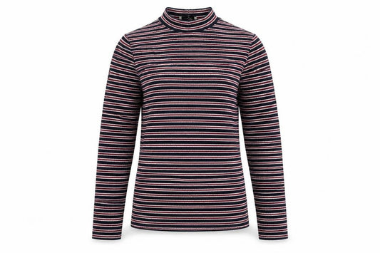 Front view of Papaya women’s red striped jumper, size UK 14
