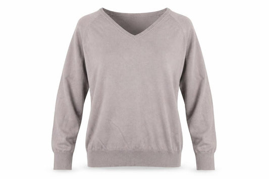 Front view of Damart women’s beige jumper, size UK 18