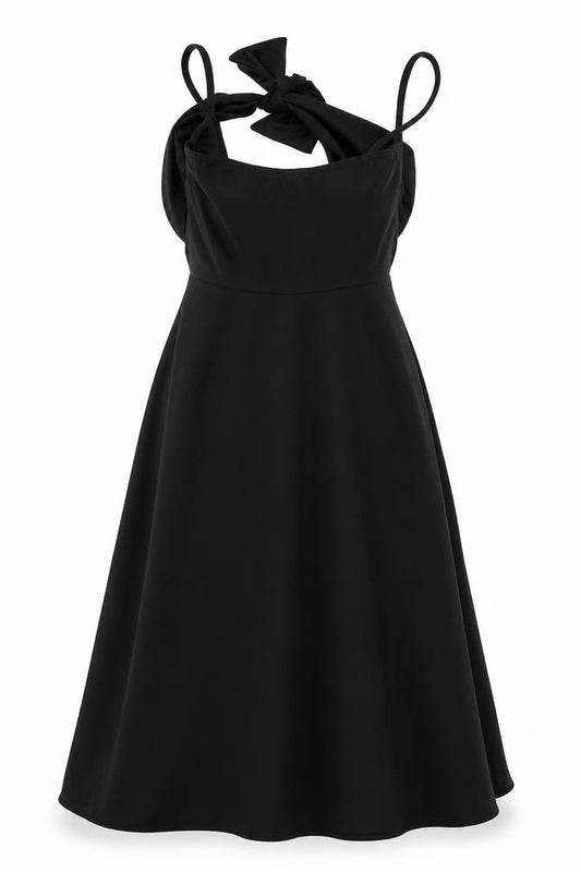 Front view of PRETTYLITTLETHING women’s black fit & flare, size UK 10