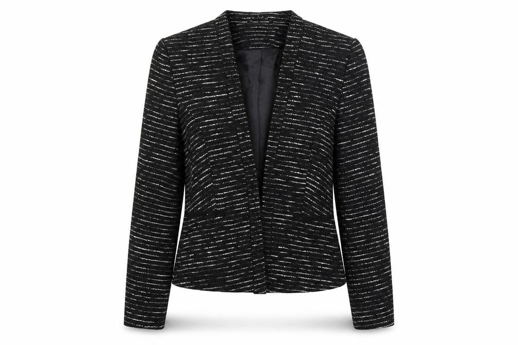 Front view of H&M women’s black jacket blazer, size UK 10