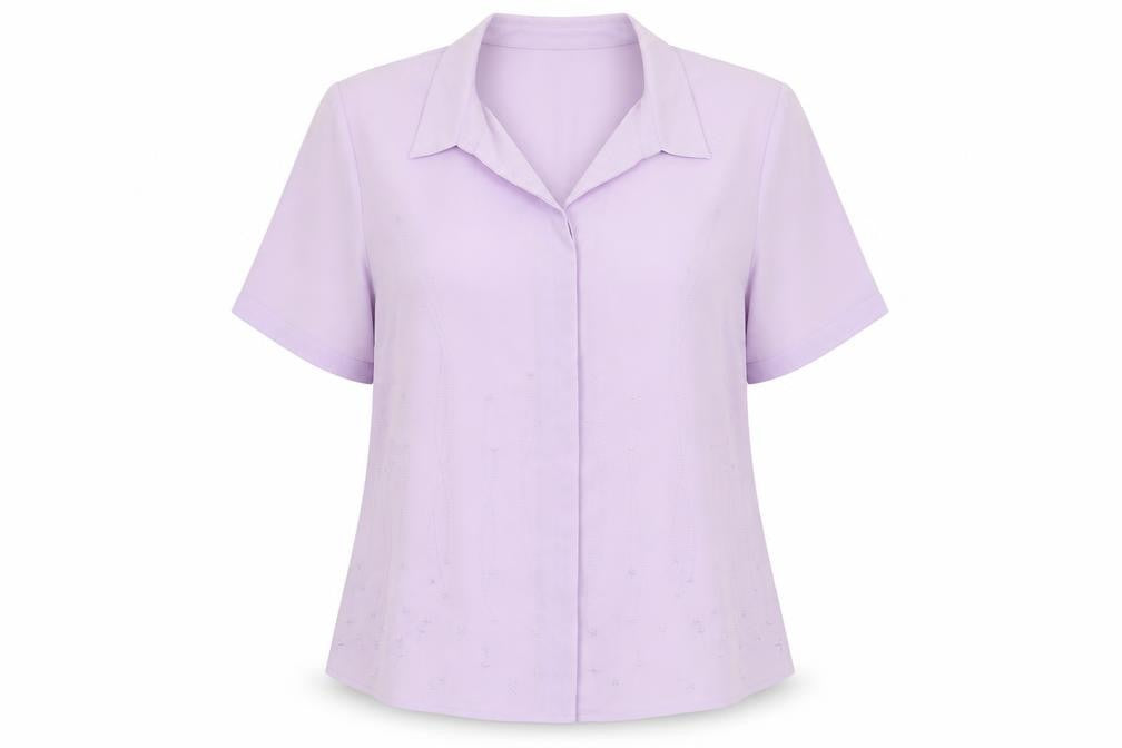 Front view of Isabelle women’s purple basic button-up, size UK 16
