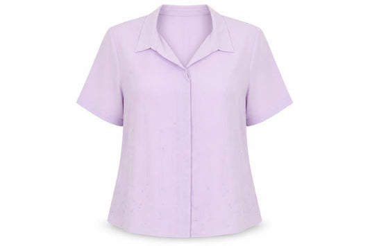Front view of Isabelle women’s purple basic button-up, size UK 16