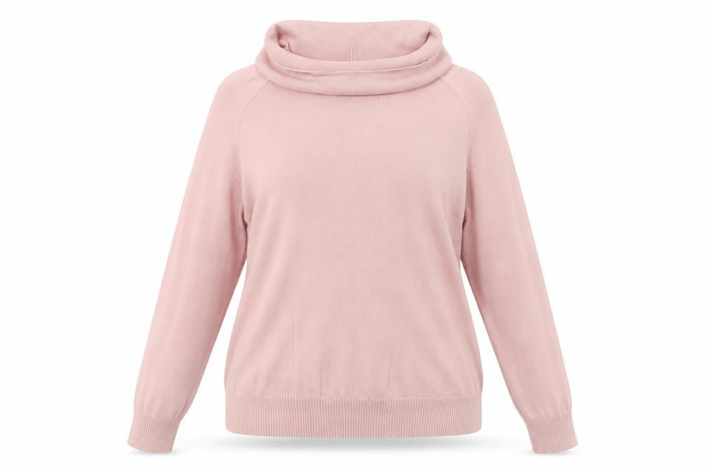 Front view of alessa w women’s pink knit pullover sweatshirt, size UK 16