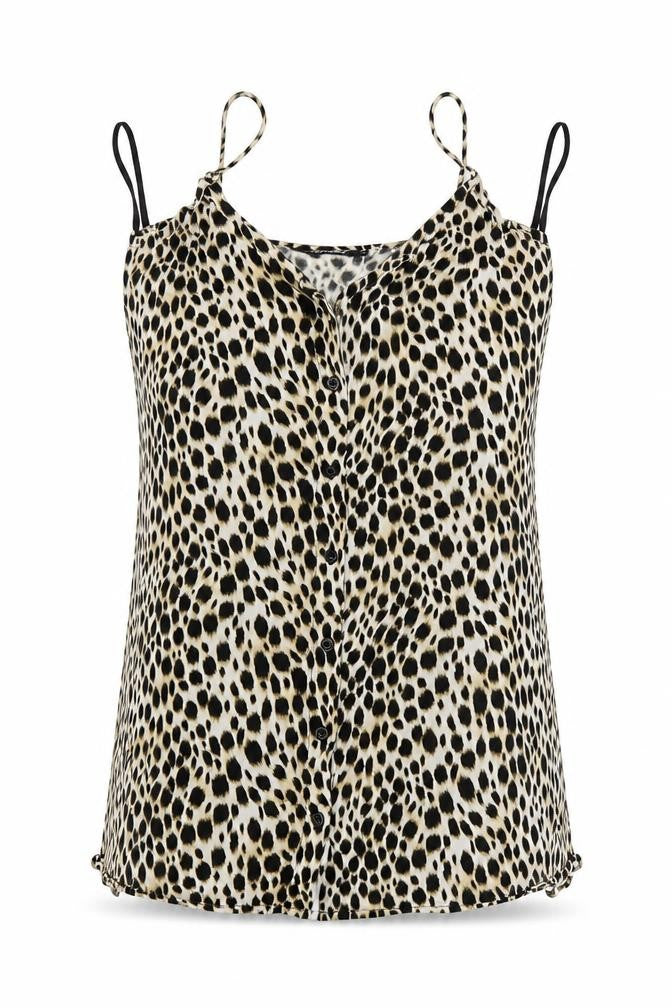 Front view of Motel Rocks women’s multicoloured animal print basic tank, size XS