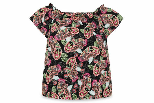 Front view of Pep&Co women’s multicoloured geometric basic blouse, size UK 16
