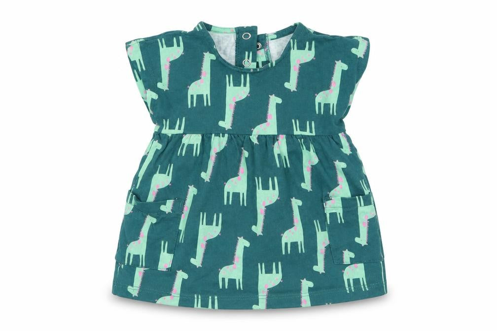Front view of George girls’ green animal print basic blouse, size 0-3, months