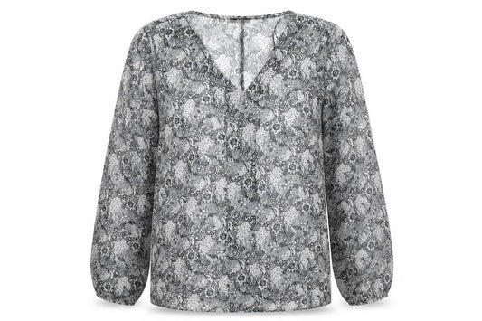 Front view of F&F women’s white floral basic blouse, size UK 12