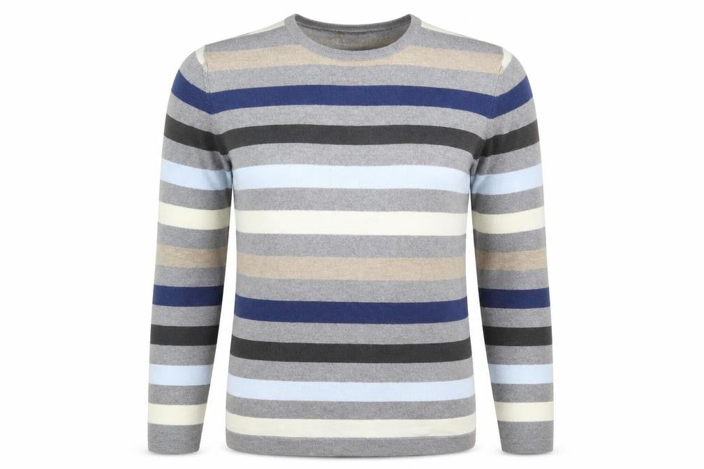 Front view of Parkes women’s multicoloured striped knit jumper, size M