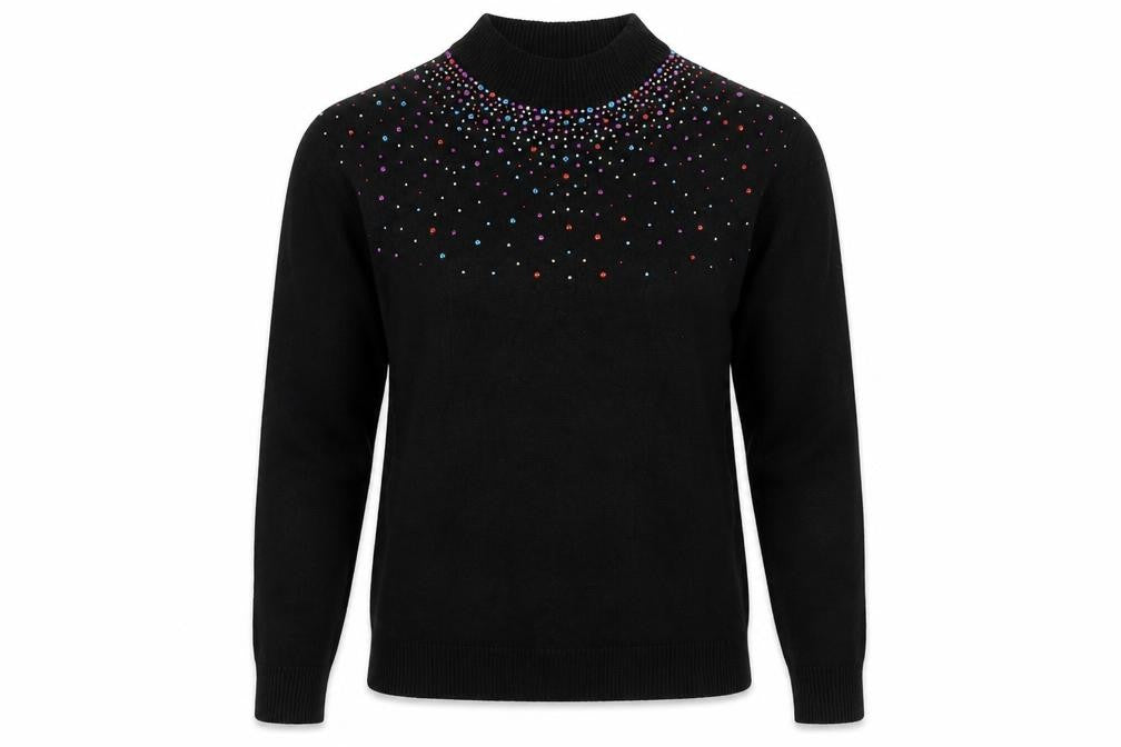 Front view of Peacocks women’s black knit jumper, size UK 10