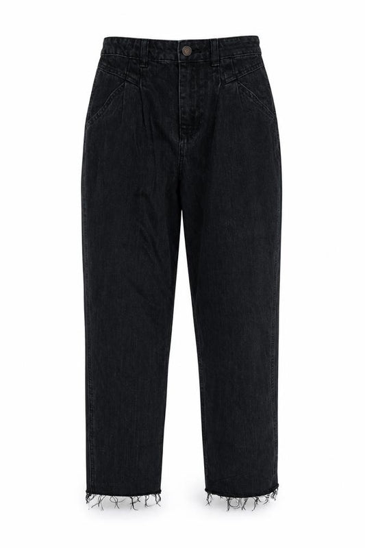 Front view of Hollister women’s black mom jeans, size UK 26, in, 27-inch leg