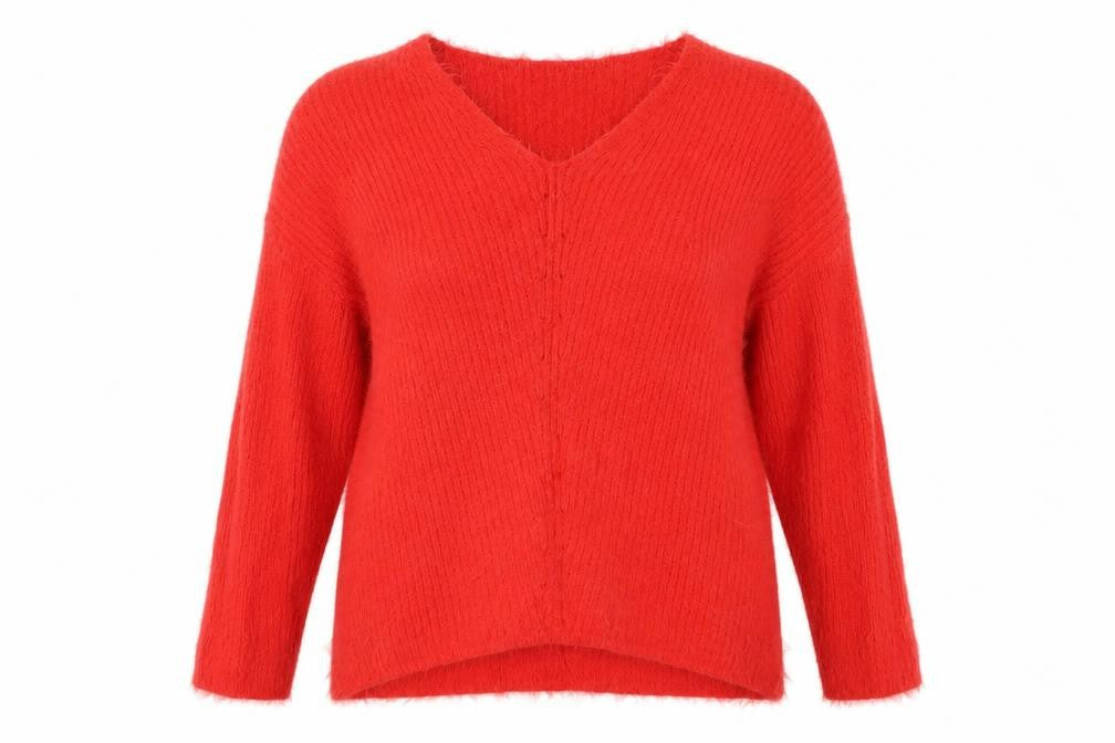 Front view of Primark women’s red henley jumper, size M