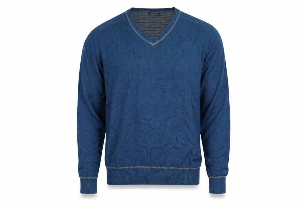 Front view of F&F men’s blue jumper, size S