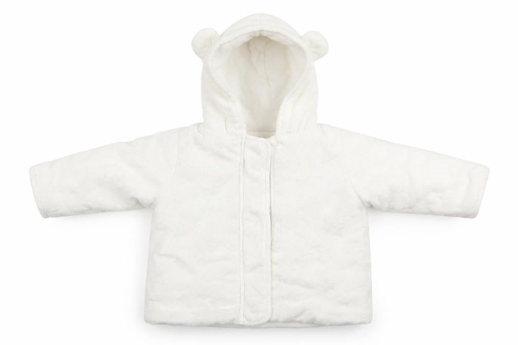 Babaluno Girls White Geometric  Overcoat Coat Size 3-6 Months