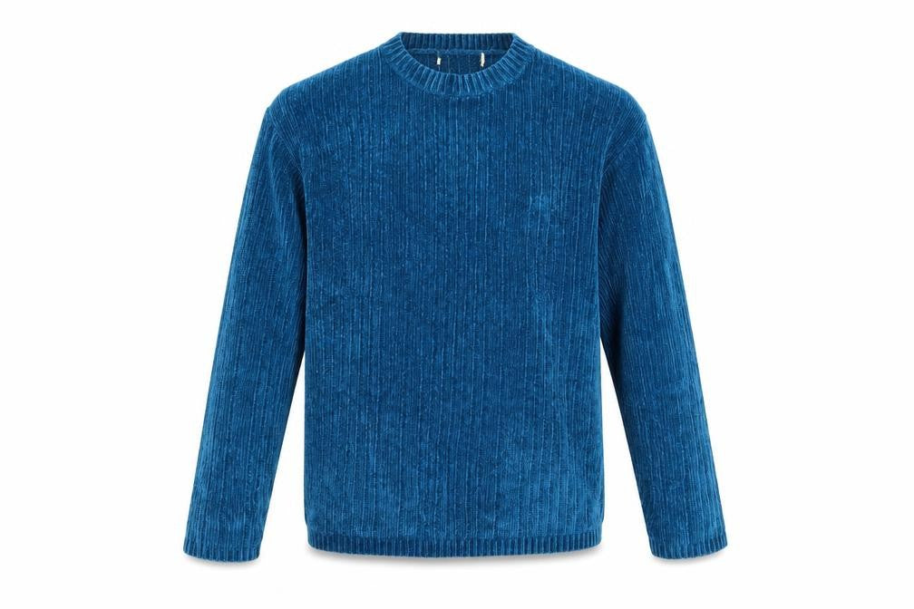 Front view of Preworn men’s blue jumper, size S