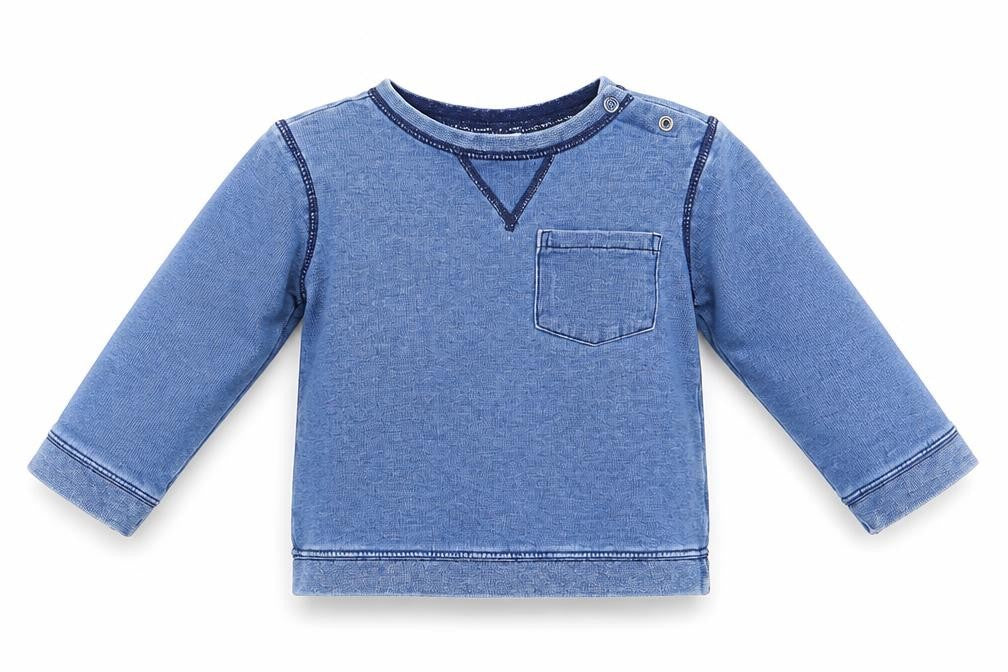Front view of F&F boys’ blue basic casual, size 12-18, months