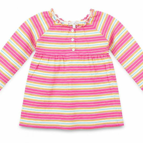Mini Boutique Girls Pink Striped  Tunic Blouse Size 4-5 Years