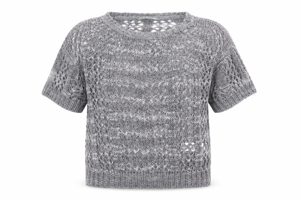 Front view of Marks & Spencer women’s grey jumper, size UK 10