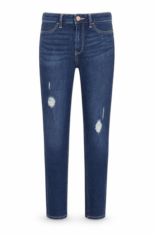 Front view of Hollister women’s blue denim jegging jeans, size UK 26, 26-inch leg