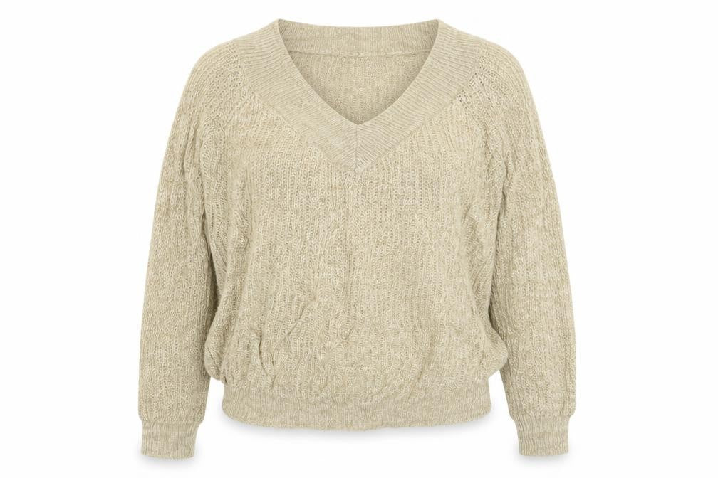 Front view of SHEIN women’s beige knit jumper, size M