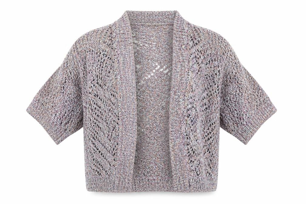 Front view of Tu women’s purple knit cardigan jumper, size UK 12