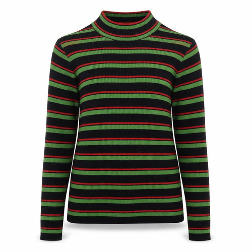 Classic Sports Womens Green Striped Knit Pullover Jumper Size 12