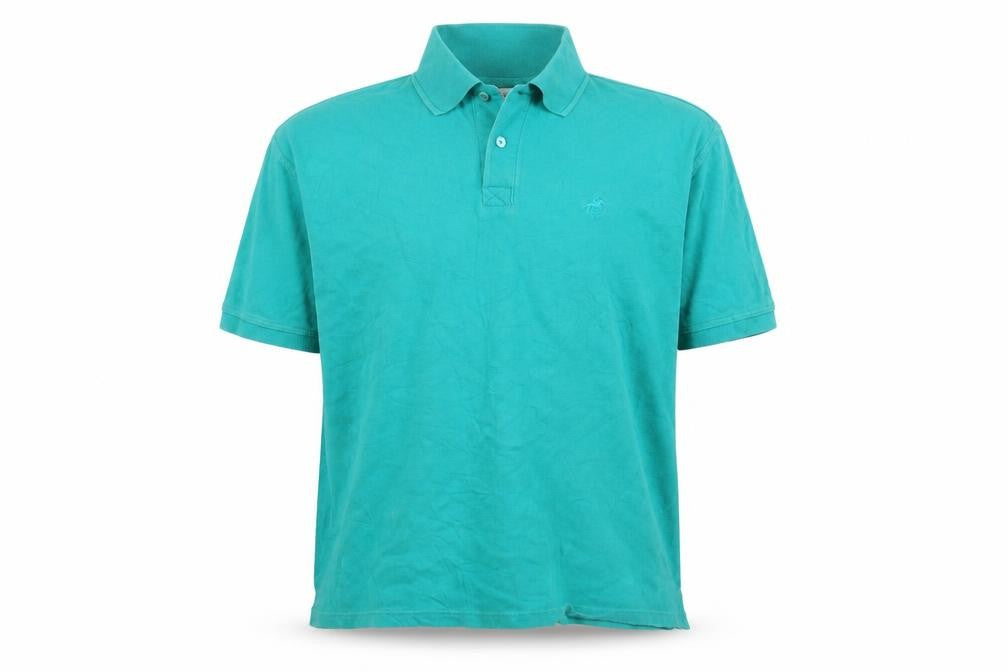 Front view of Jumper men’s green polo, size L
