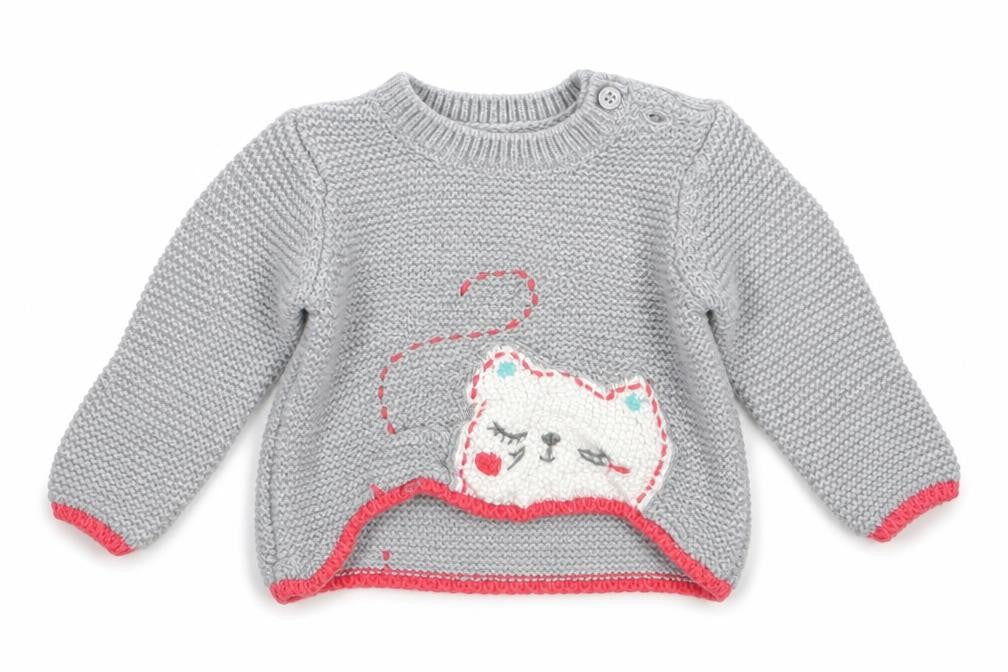 F&F Girls Grey  Knit Pullover Jumper Size 0-3 Months