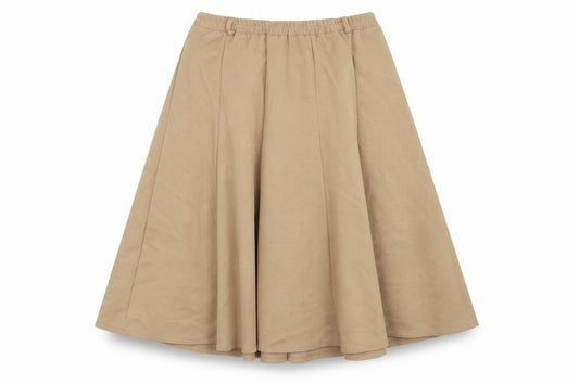 Front view of Riddella women’s beige a-line skirt, size UK 14