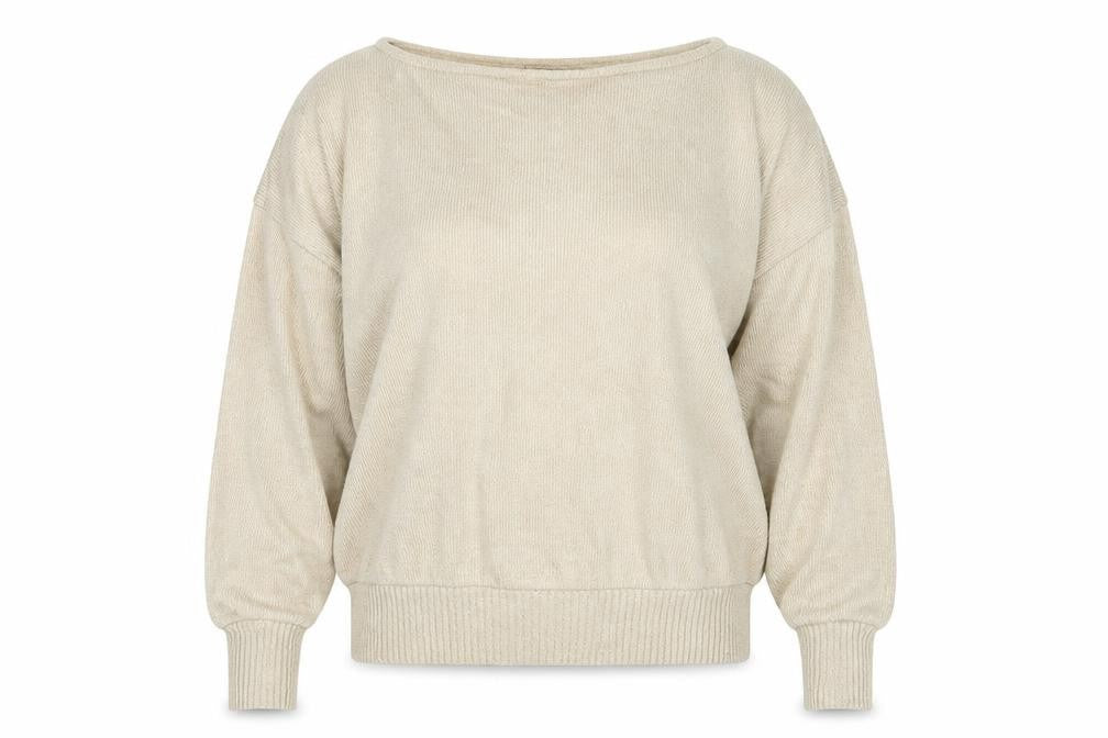 Front view of Boohoo women’s beige knit jumper, size M