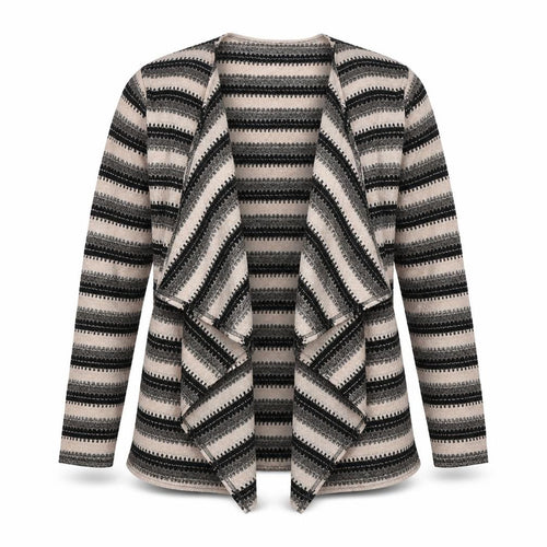 Talk Talk Womens Beige Striped Knit Cardigan Jumper Size 12