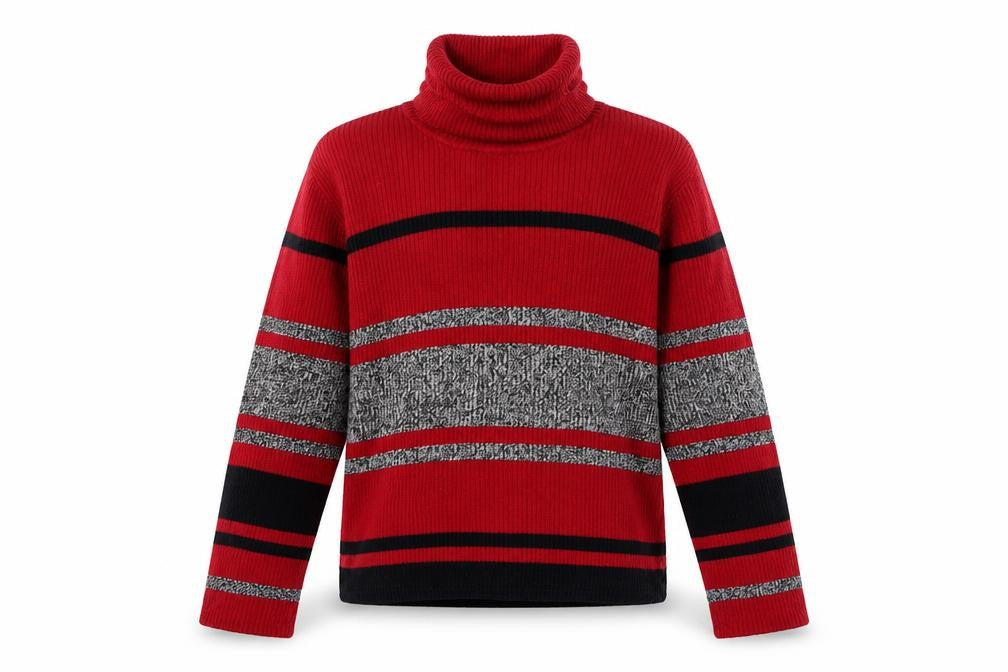 Liz & Co Girls Red Striped Knit Pullover Jumper Size XS