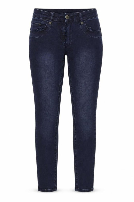 Front view of Denim 24/7 women’s blue denim skinny jeans, size UK 10, 29-inch leg