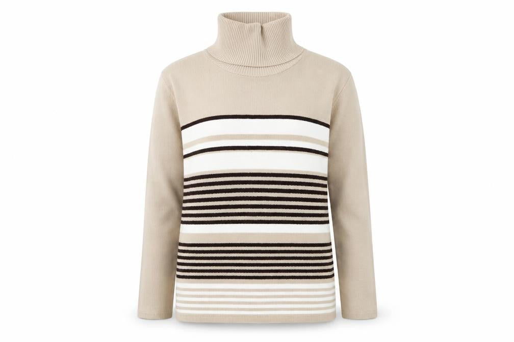 Front view of pure and natural women’s multicoloured striped jumper, size UK 10