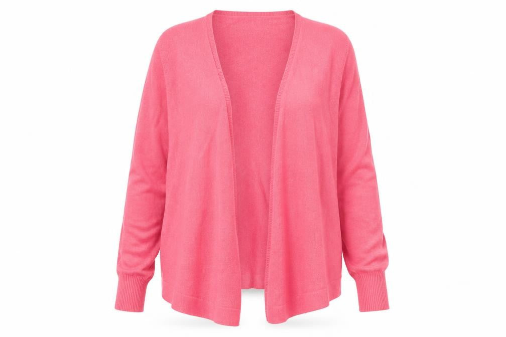 Front view of natural beauty basic women’s red cardigan jumper, size M