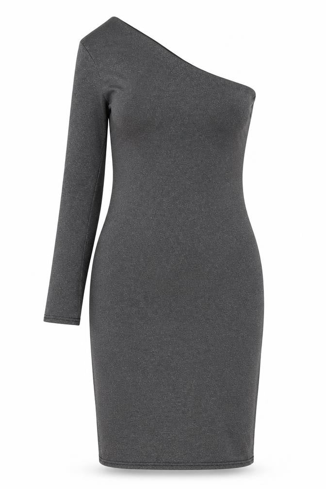 Front view of Warehouse women’s grey fit & flare, size UK 8