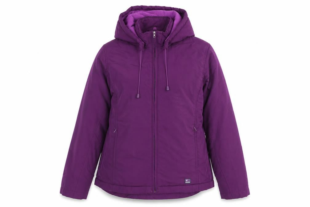 Front view of Maine New England women’s purple jacket coat, size UK 10