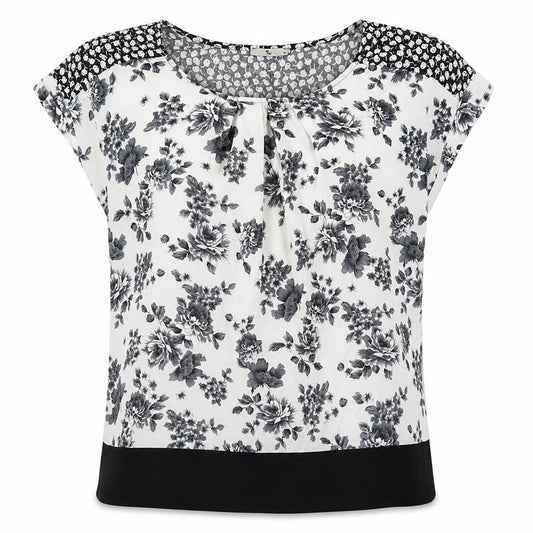 Front view of Tu women’s multicoloured geometric basic blouse, size UK 14