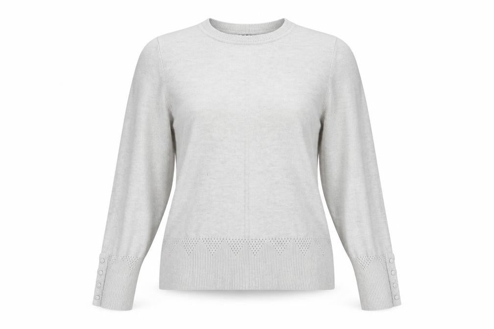 Front view of Dorothy Perkins women’s grey jumper, size UK 10