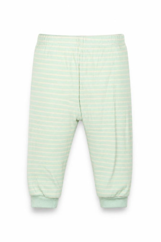 Front view of George Baby Green Striped Track Pants Trousers, size 12-18, Months